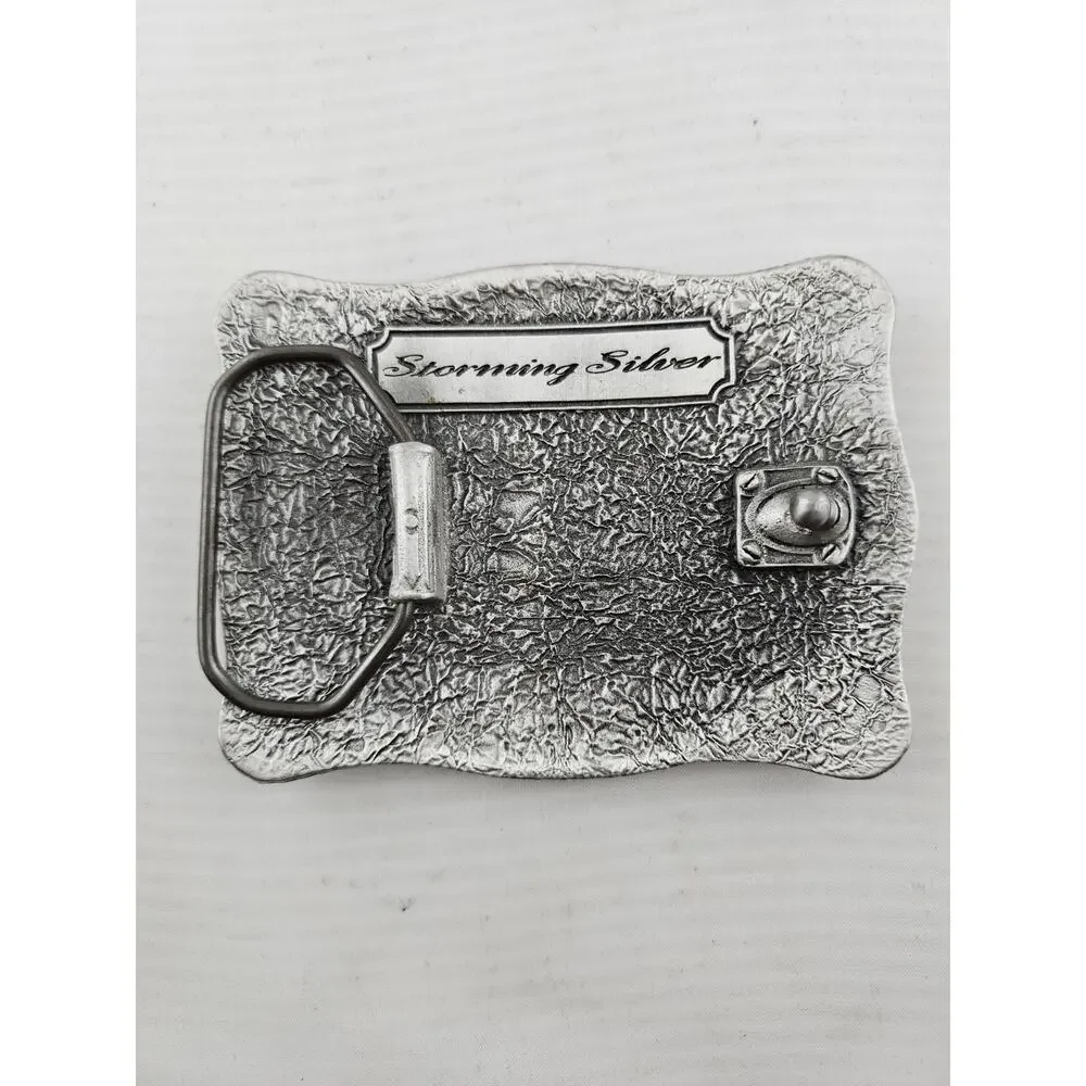 Vintage Storming Silver Trophy Belt Buckle Western Cowboy/Cowgirl